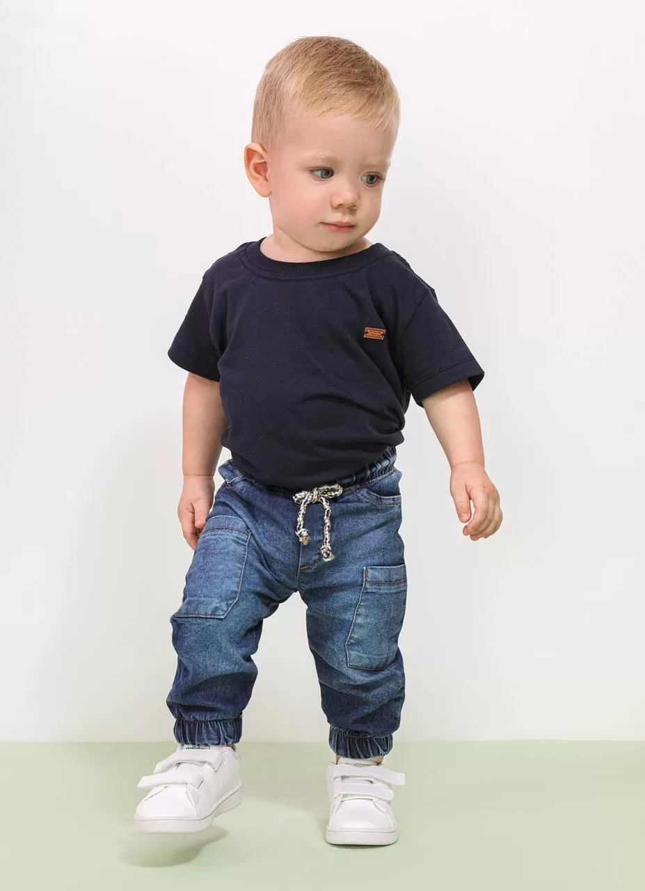 Calça Jeans Jogger Bebê Menino - Jeito de Criança