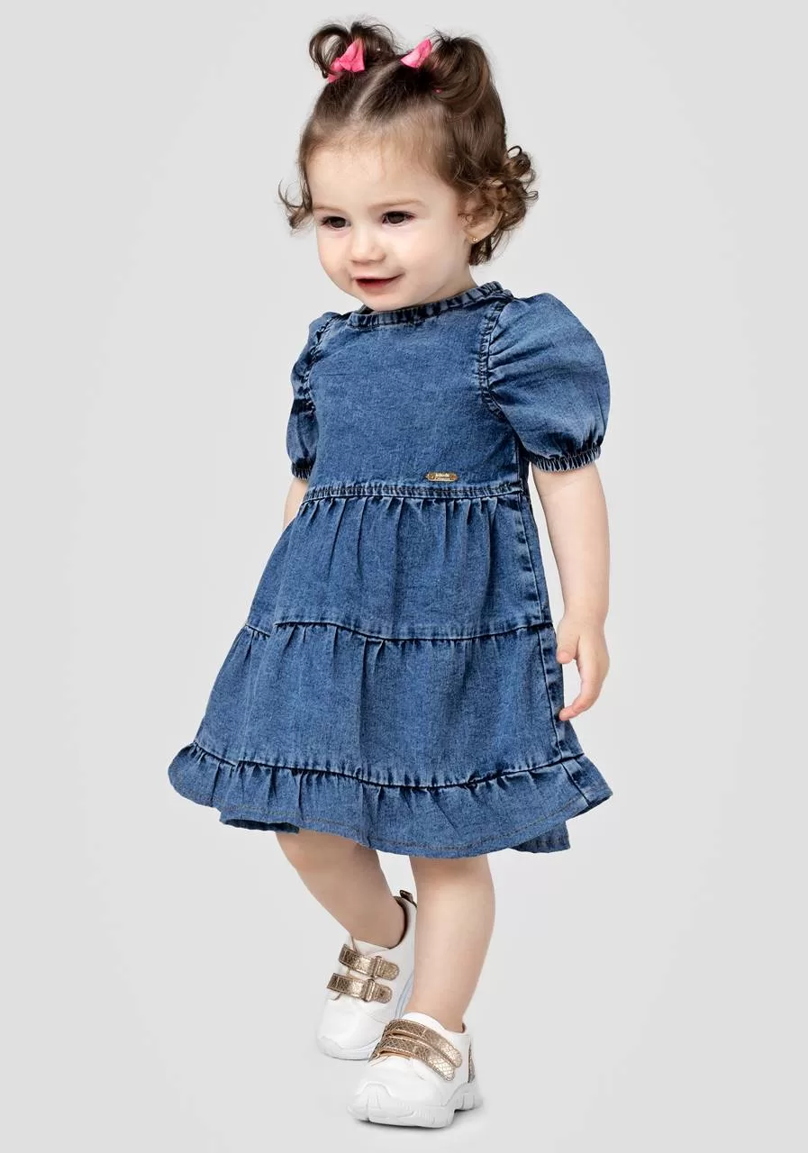 Vestido Infantil Com Babados - Algodão Confortável Para Bebês