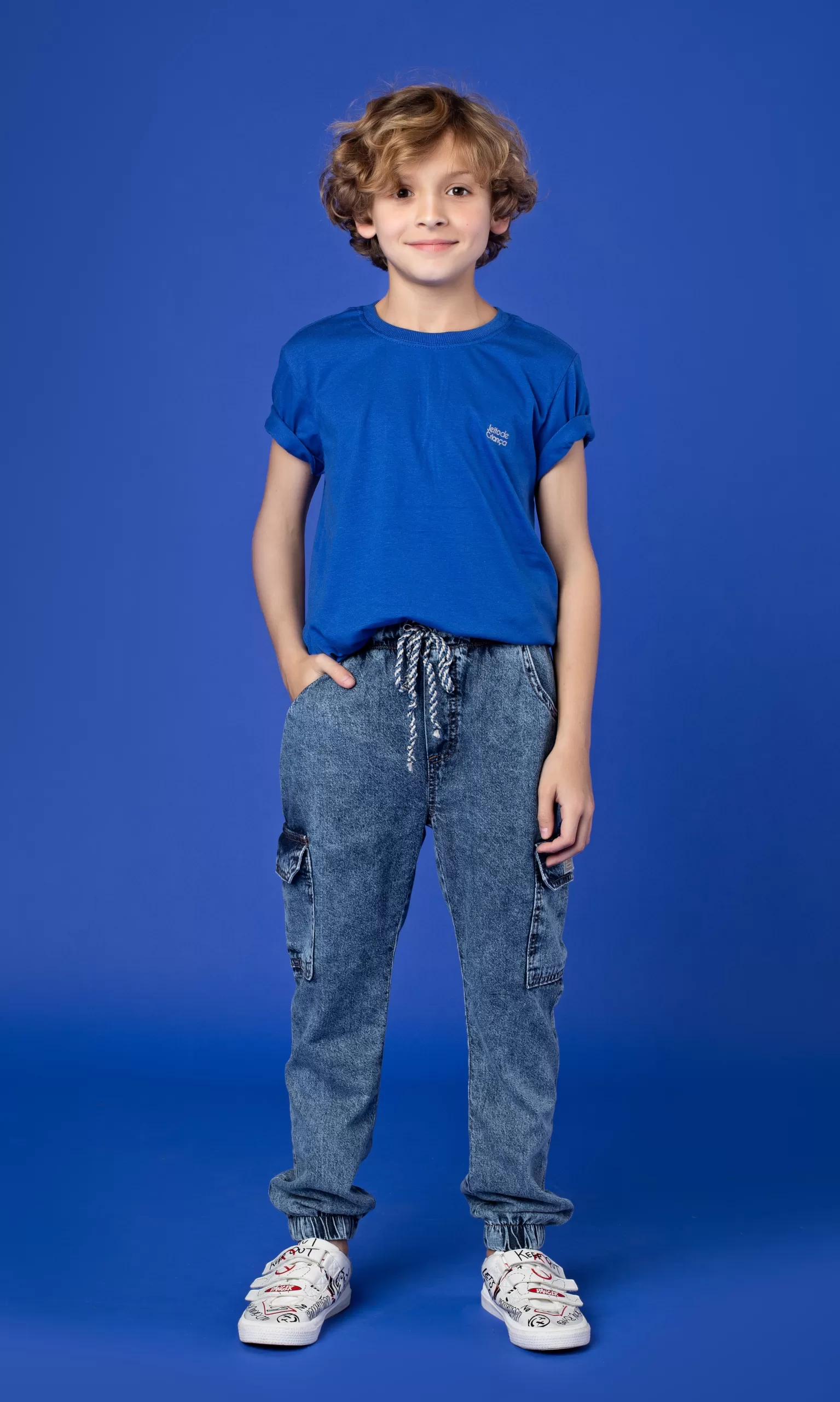 Cal a Jeans Infantil Menino Jogger Com El stico Jeito De Crian a
