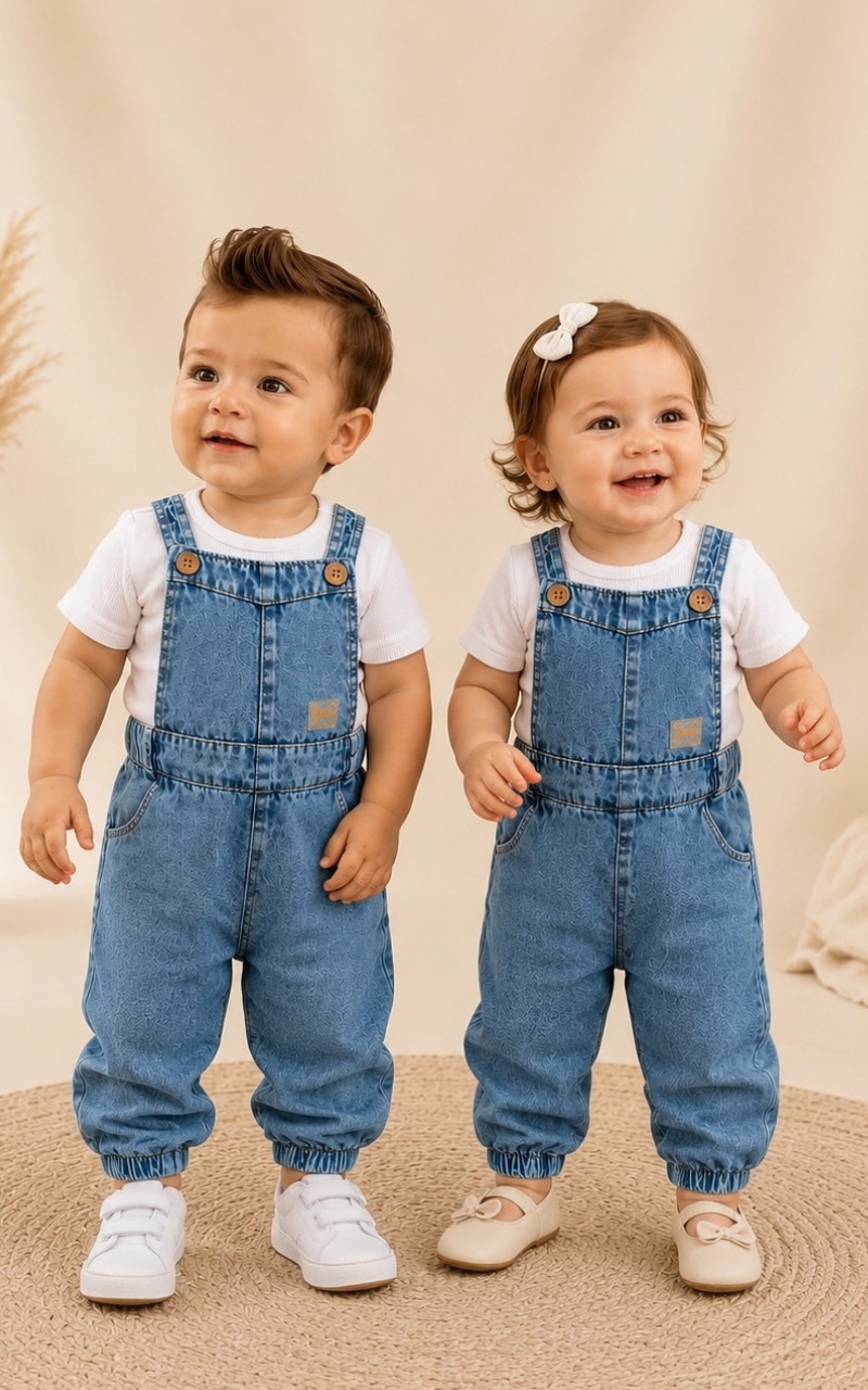 Jardineira Jeans Bebê Unissex - Imagem 4