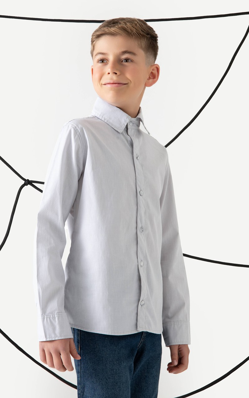 Camisa Tricoline Infantil Menino Listrada Cinza
