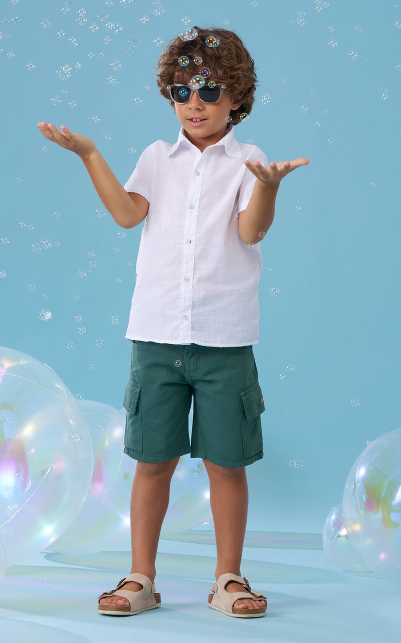 Bermuda Cargo Verde Infantil Menino