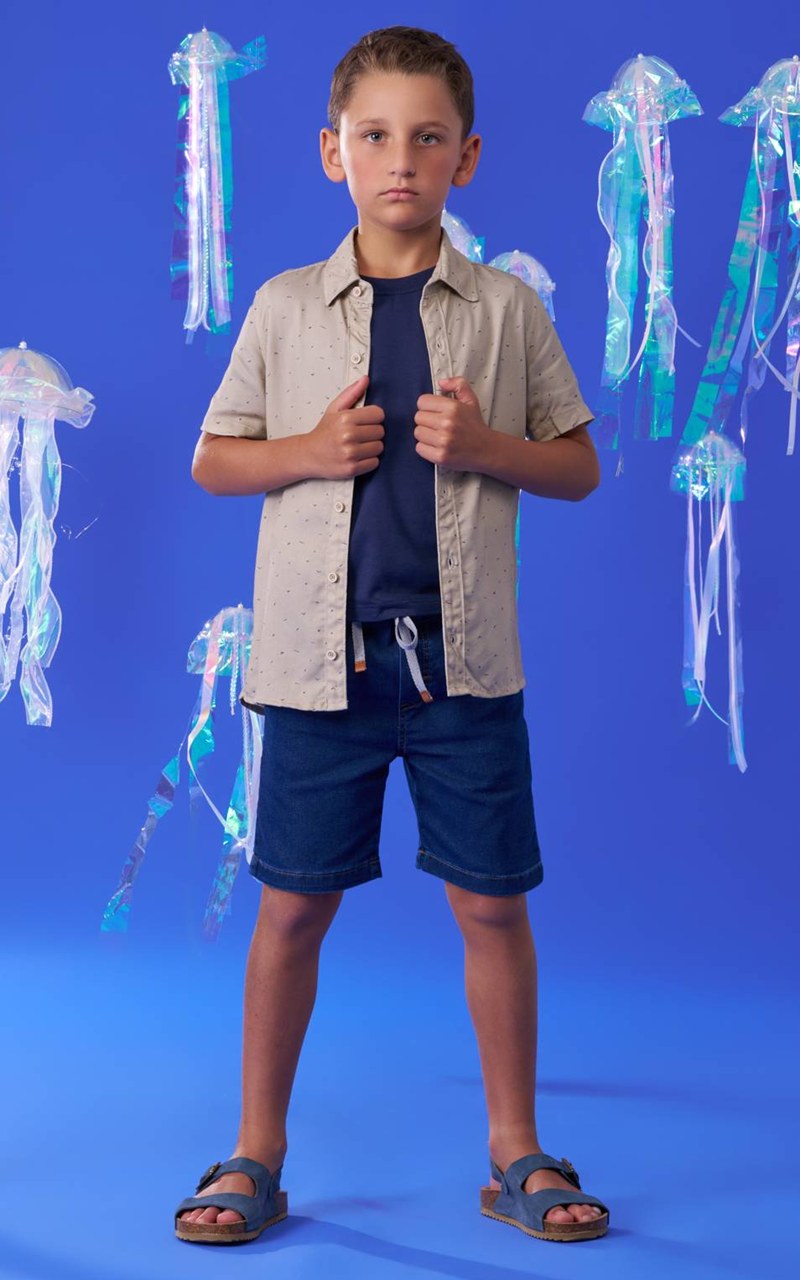Bermuda Jeans Conforto Infantil Menino Azul Escuro