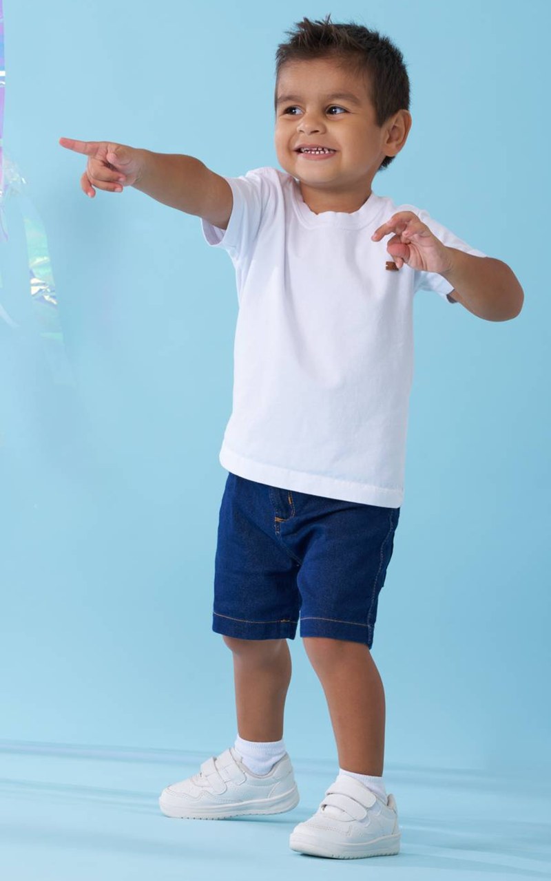 Bermuda Jeans Infantil Menino Cós Ribana