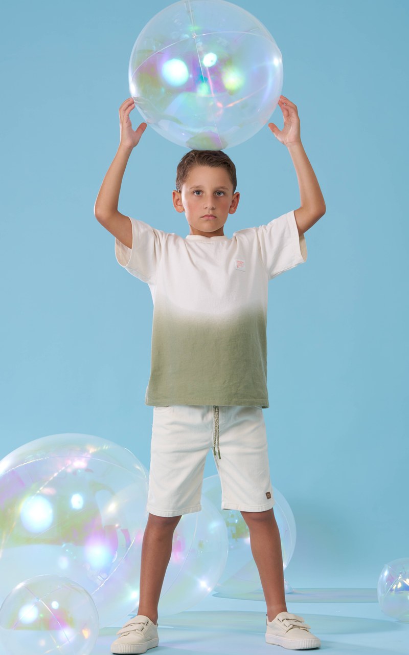 Bermuda Sarja Off White Infantil Menino