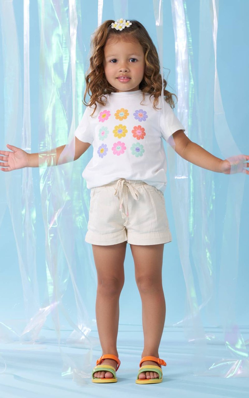 Shorts Conforto Infantil Menina Off White