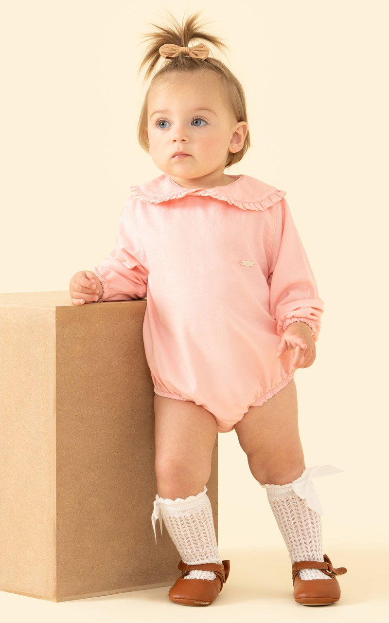 Body Rosa Claro com Gola Princesa Bebê Menina