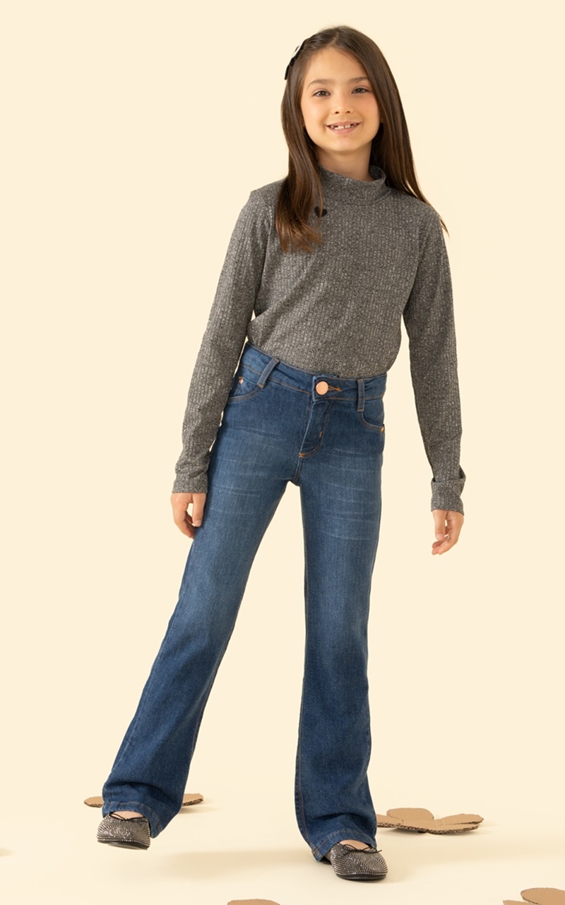 Calça Bootcut Jeans Infantil Menina