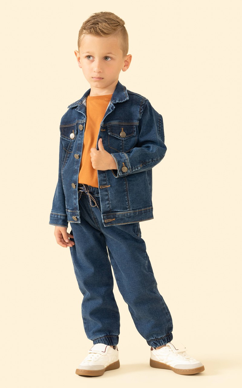 Calça Jeans Jogger Denim Malha Infantil Menino