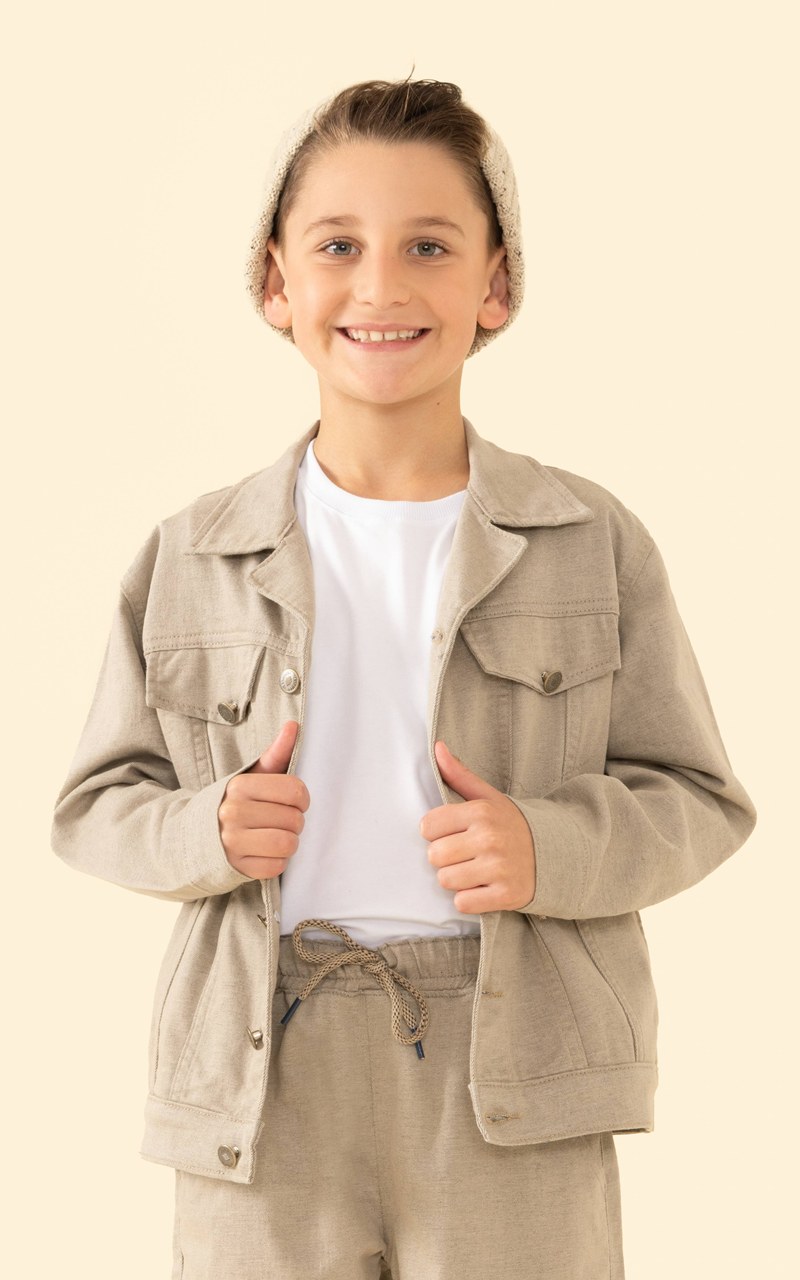 Jaqueta Sarja Bege Infantil Menino