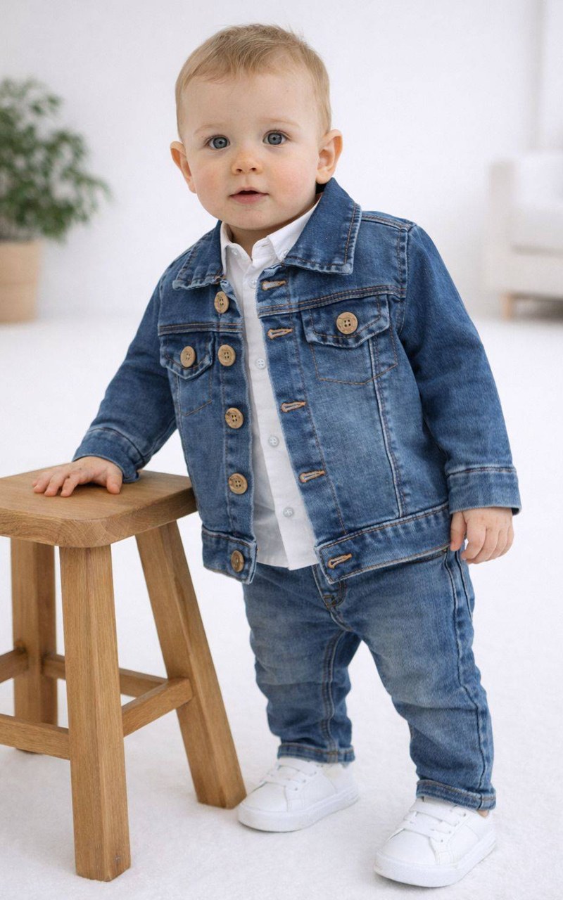 Jaqueta Jeans Denim Malha Bebê Menino