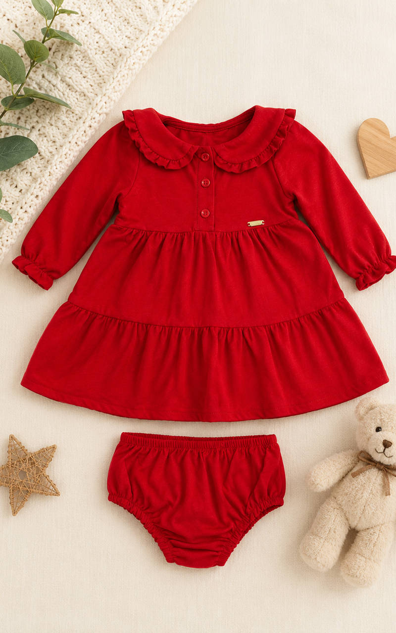 Vestido Vermelho Manga Longa - Imagem 4