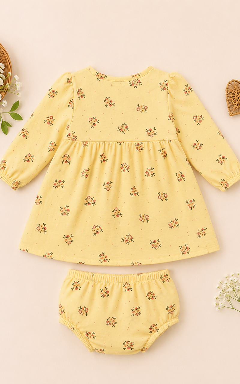 Vestido Floral Amarelo Manga Longa - Imagem 4