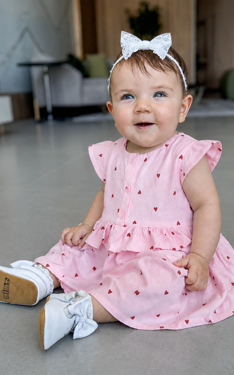 Vestido Rosa Delicado com Estampa de Coração