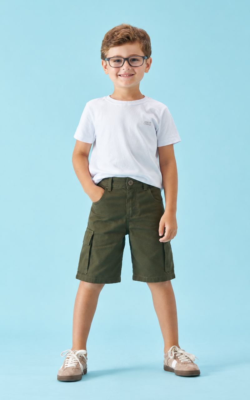 Bermuda Cargo Infantil Menino Verde Militar