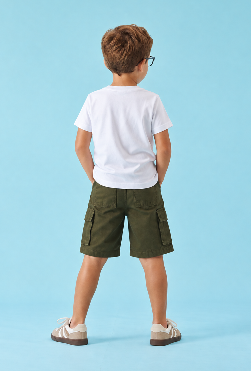 Bermuda Cargo Infantil Menino Verde Militar - Imagem 2