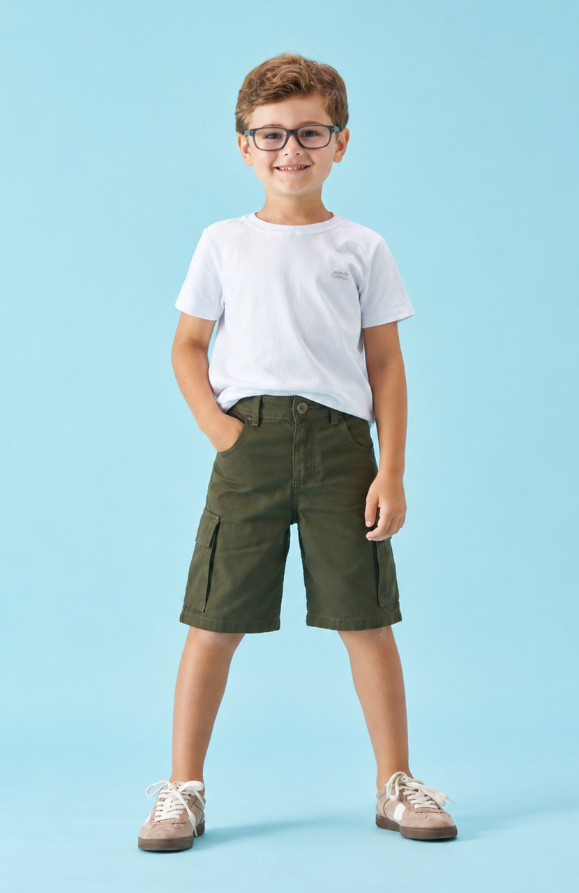 Bermuda Cargo Infantil Menino Verde Militar