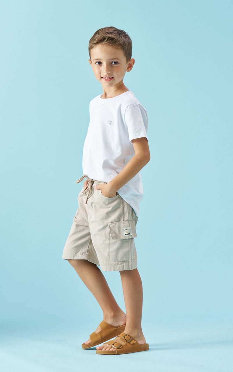 Bermuda Color Cargo Infantil Menino com Cós de Elástico