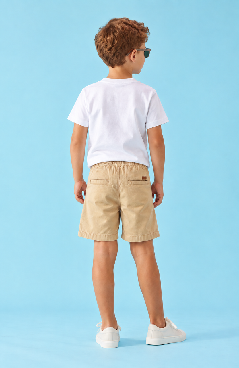 Bermuda Infantil Menino Sarja Caramelo com Elastano - Imagem 2