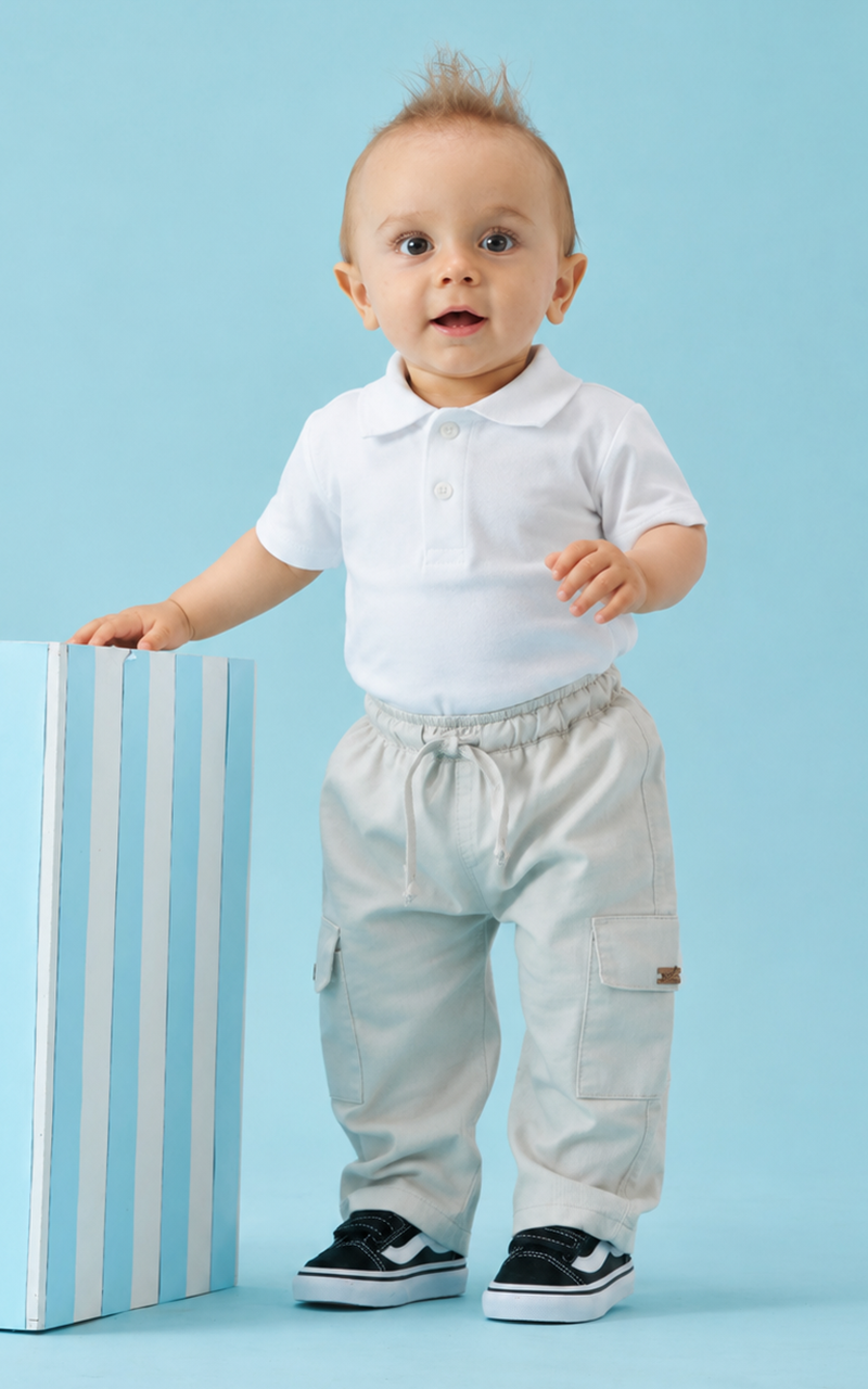 Calça Cargo Conforto Cinza Bebê Menino