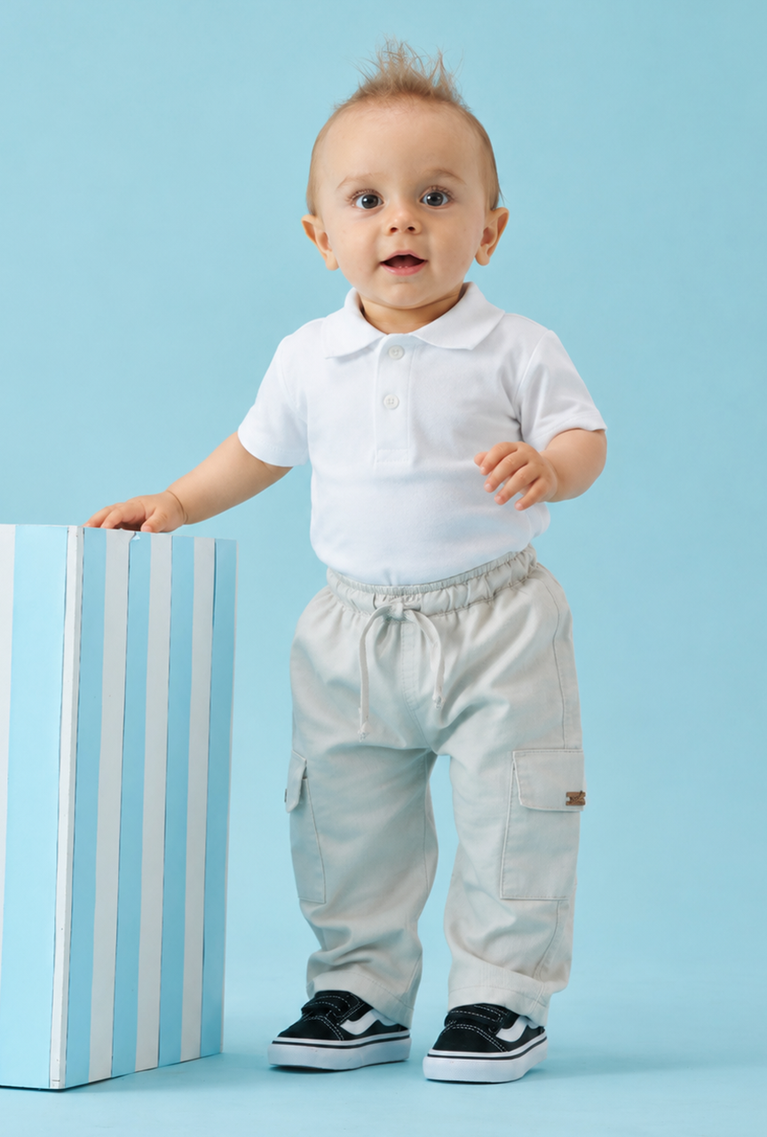 Calça Cargo Conforto Cinza Bebê Menino