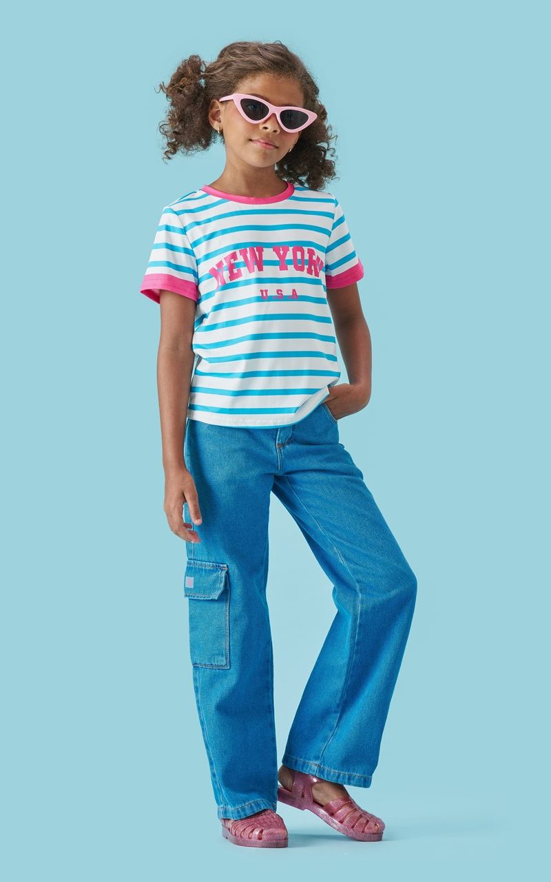 Calça Jeans Cargo Infantil Menina