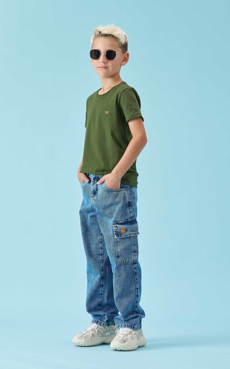 Calça Jeans Cargo Infantil Menino