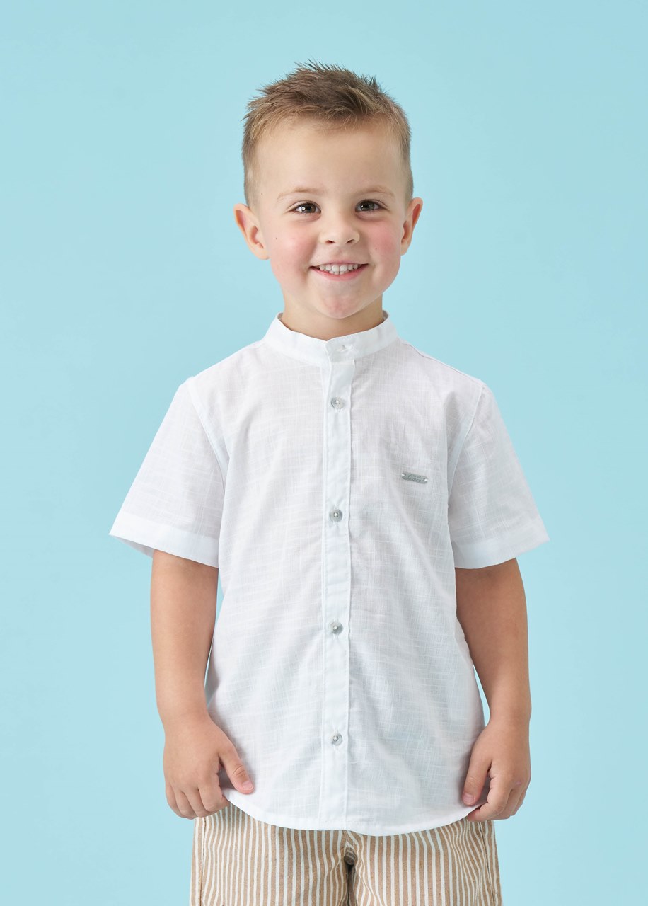 Camisa Social Branca Infantil Menino Gola Padre