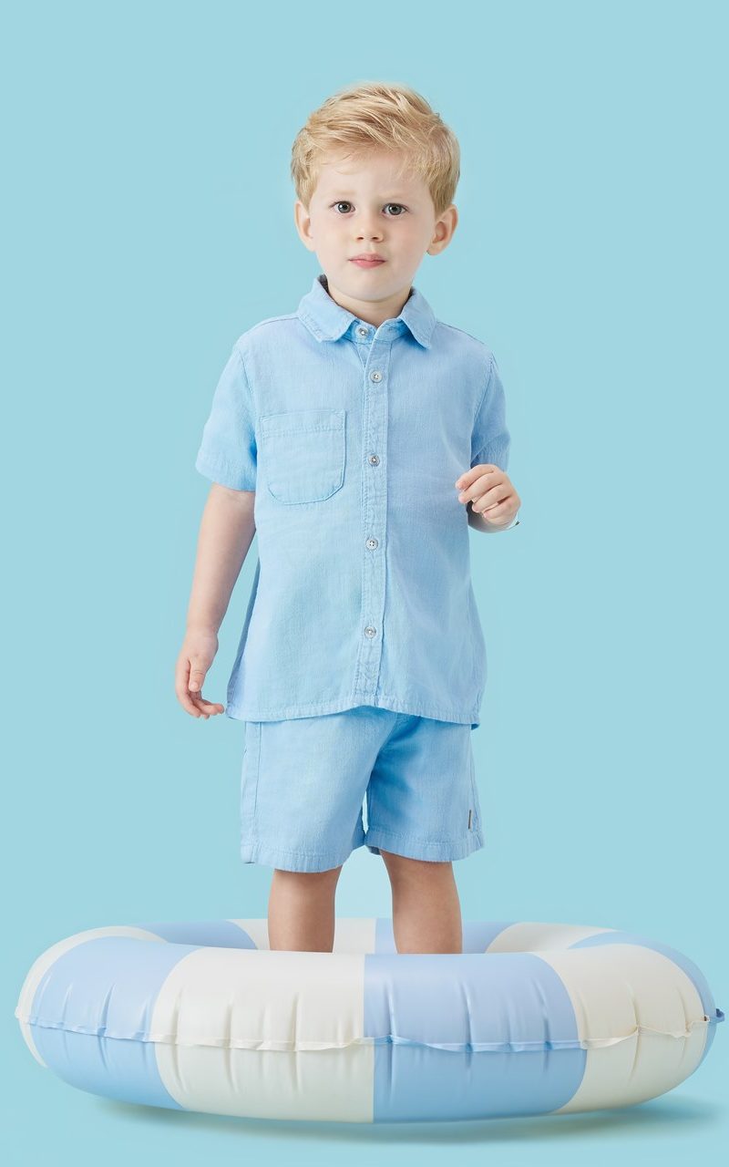 Conjunto Camisa e Bermuda Azul Infantil Menino