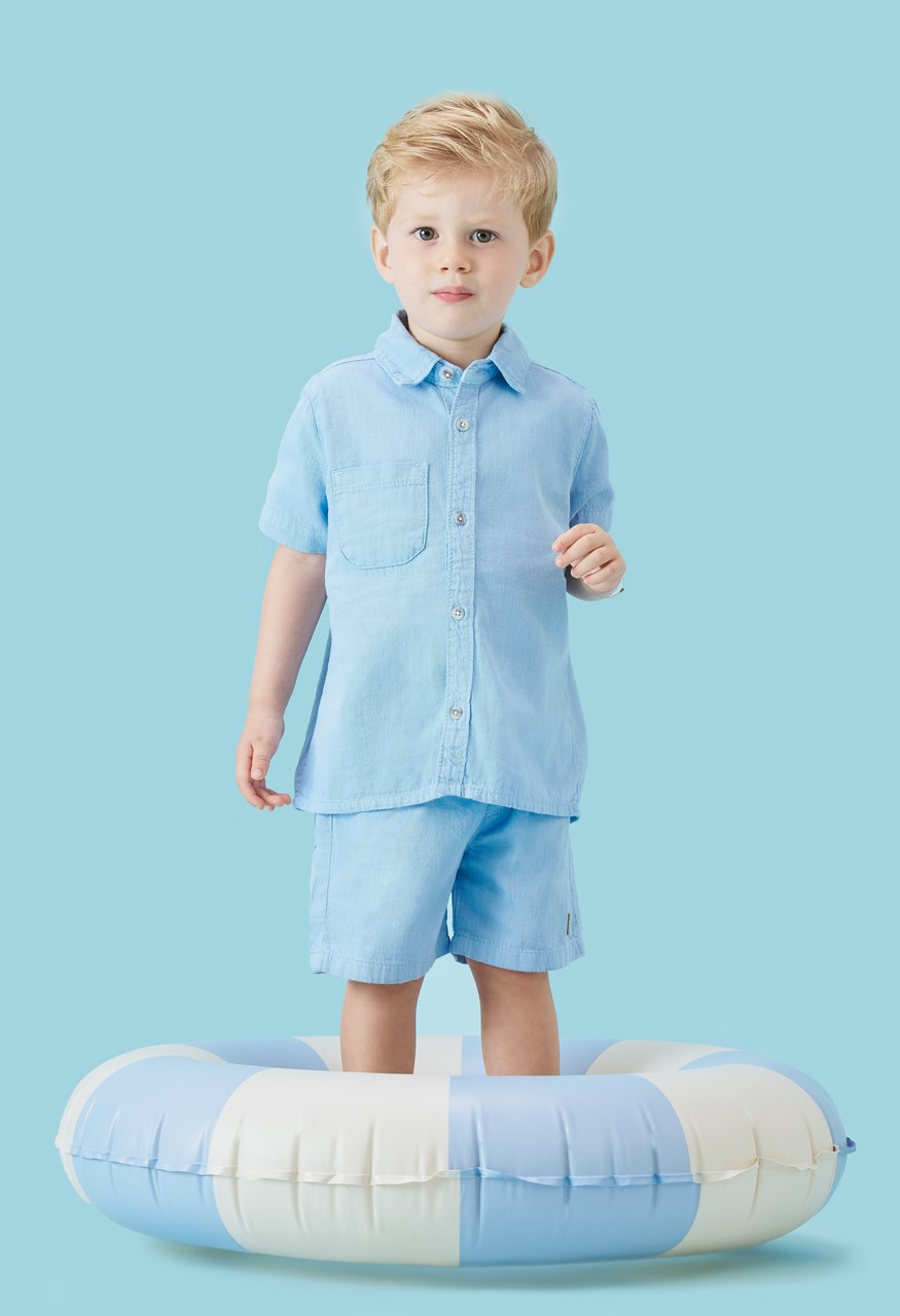 Conjunto Camisa e Bermuda Azul Infantil Menino