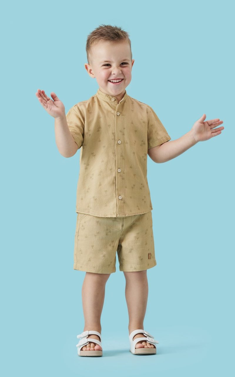 Conjunto Estampado Camisa e Bermuda Infantil Menino