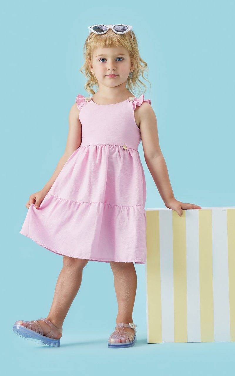 Vestido Viscose com Laço Rosa Infantil