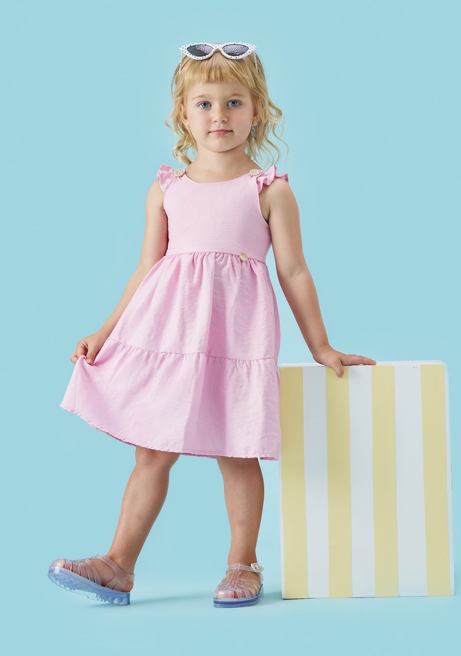 Vestido Viscose com Laço Rosa Infantil